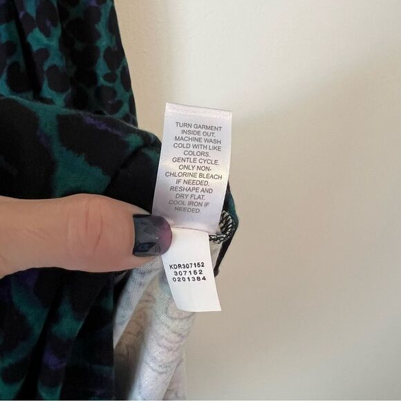J. Jill Lightweight Ponte Knit Midi Dress NEW Size LP Green Leopard Animal Print - Picture 11 of 11